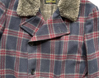ジャケット・アウター 60s- winter king check wool jacket Vintage 1950s Winter King Men's Large Plaid Wool Jacket Full Zip