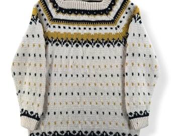 ヴィンテージ 70 年代 手編みスキー セーター SZ M