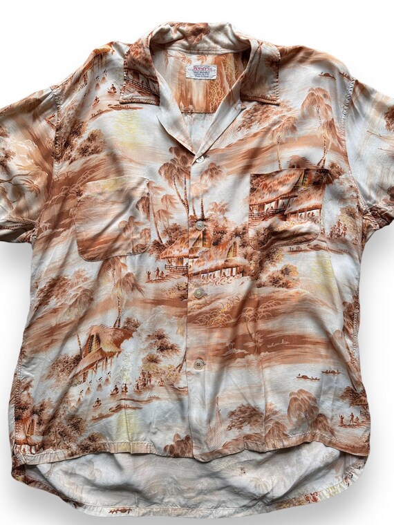 Vintage Made in Japan Orange/brown Palm Tropical Scene Penney's