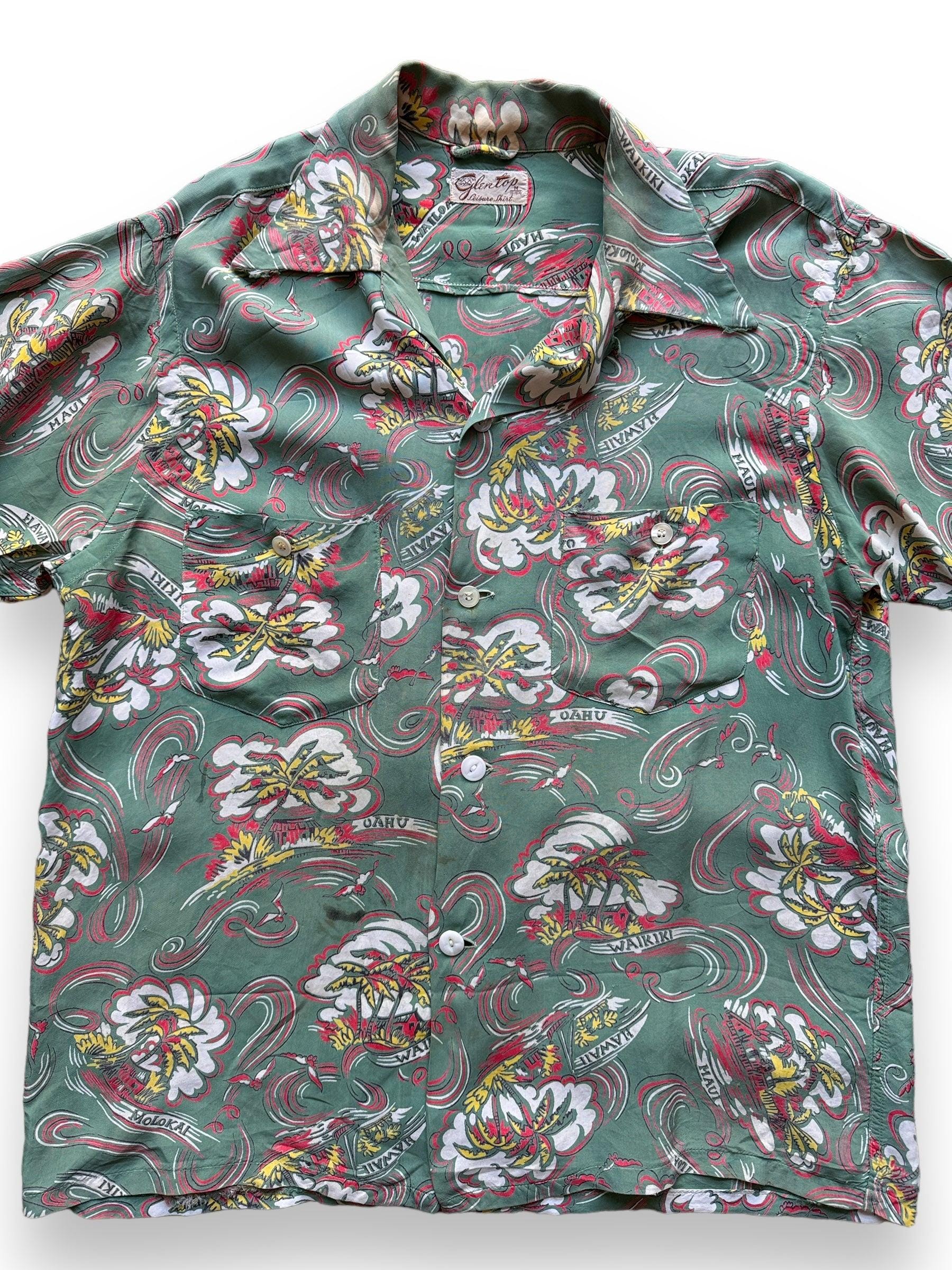 トップス 60s vintage rayon ALOHA shirt 60S VINTAGE RAYON ALOHA SS SHIRT GREEN fits MED