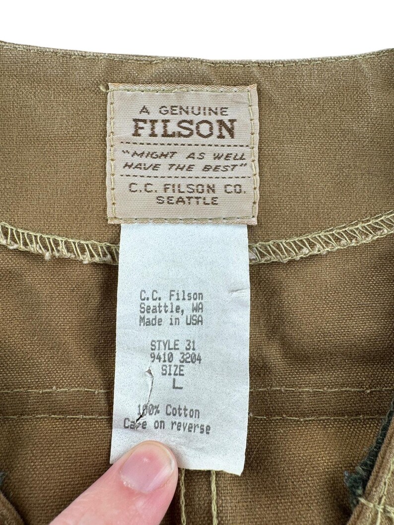 Chaleco de caza vintage Filson Tin Cloth estilo 31, talla L imagen 4