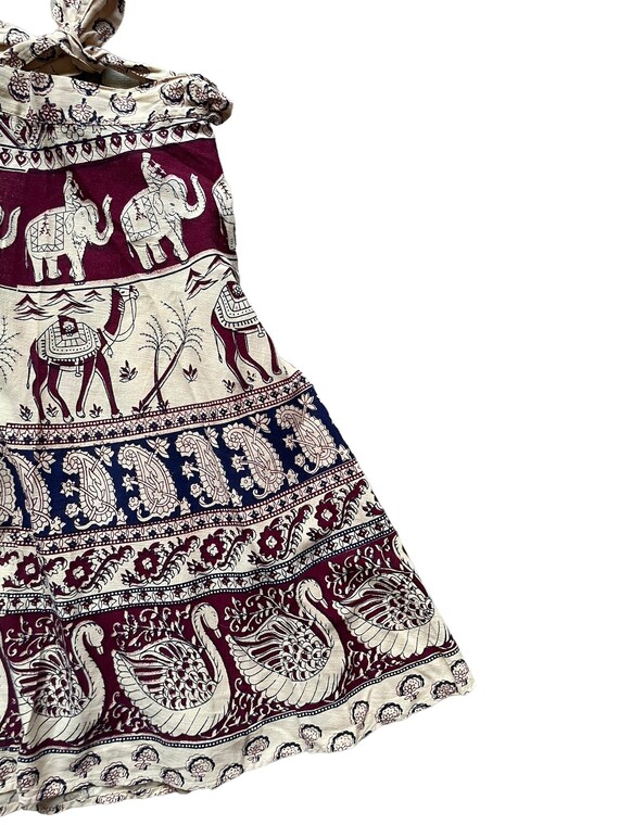 Vintage 1970s Midi Indian Cotton Camel Wrap Skirt… - image 3