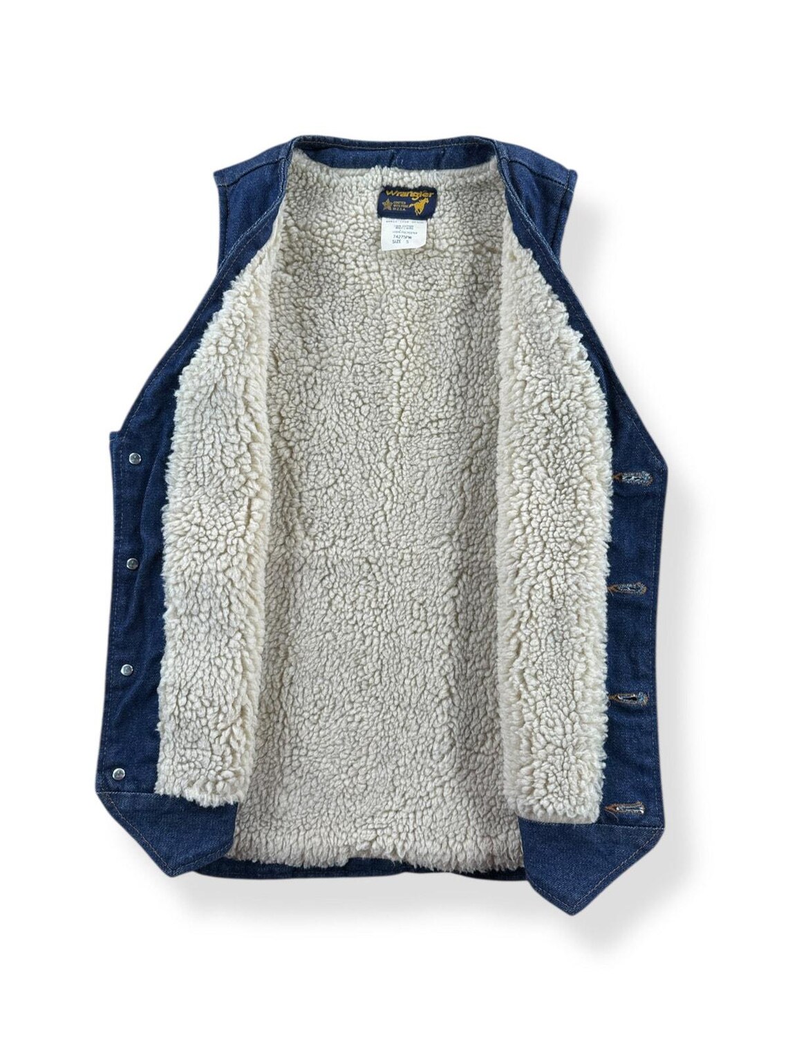 Vintage Wrangler Sherpa Denim Vest SZ S, photo 2 sur 5
