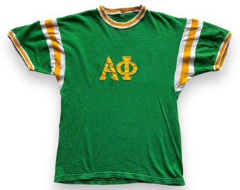 Vintage 50's Green Durene Alpha Phi Frat Tee SZ M