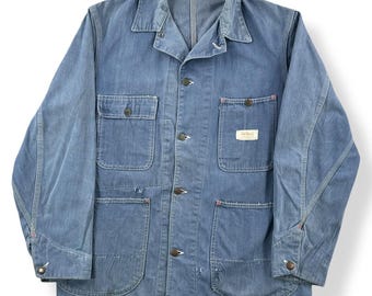 Vintage 1930s Montgomery Wards Denim Chore Jacket - Thrashed (AS