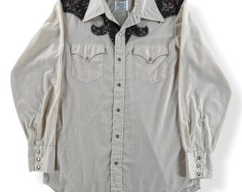 Vintage H Bar C Western Pearl Snap SZ M