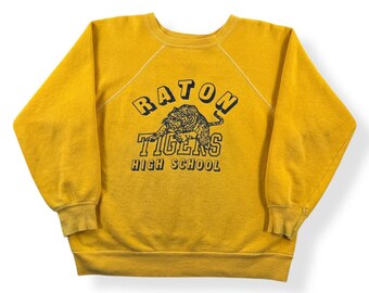 Sudadera vintage de cuello redondo de la escuela secundaria Raton Tigers, talla M