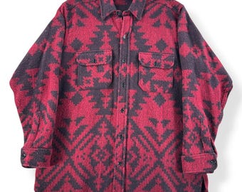 Vintage wollen flanel met wolrijke westernprint, maat maat XL