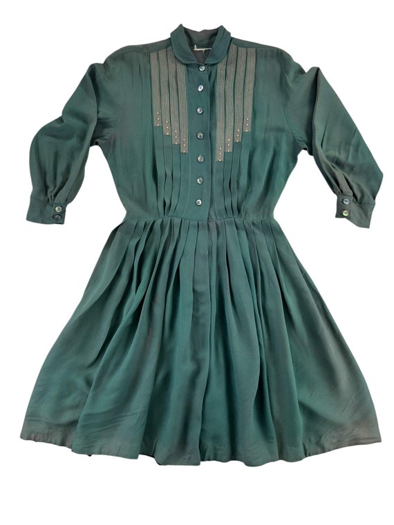 1940s Green Rayon Pleated Dress M - Etsy Israel 1940s Green Rayon Pleated Dress M - Etsy Israel