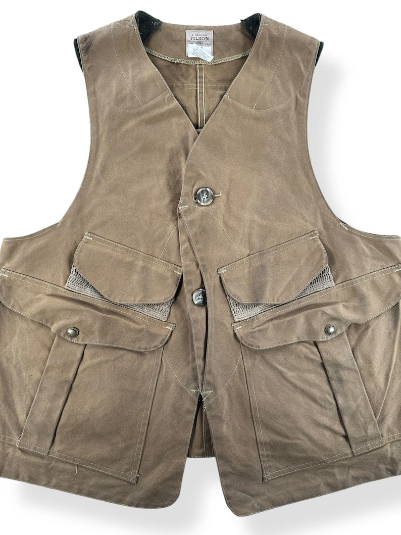 Chaleco de caza vintage Filson Tin Cloth estilo 31, talla L imagen 3