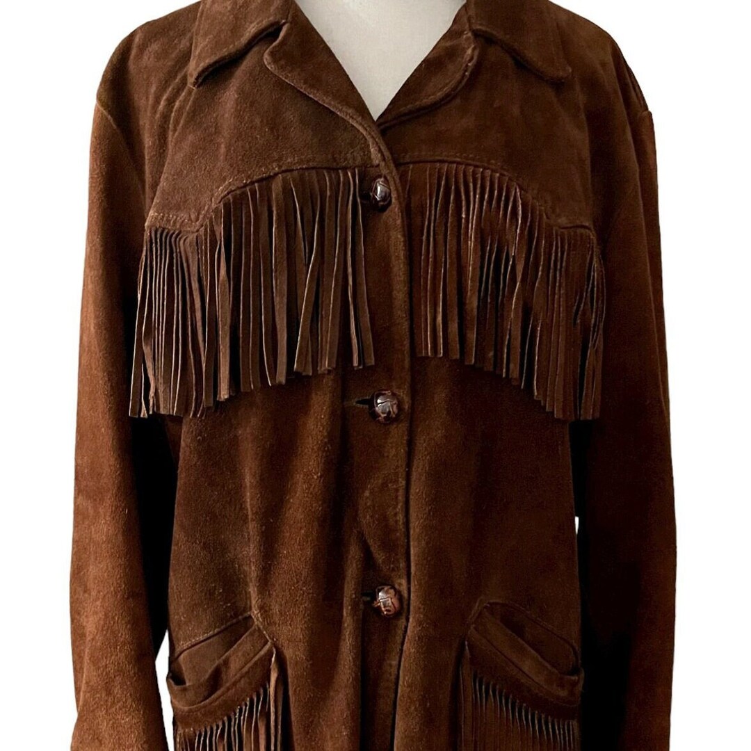 Vintage 1970s Sears Western Wear Fringe Suede Coat barn Owl Vintage ...