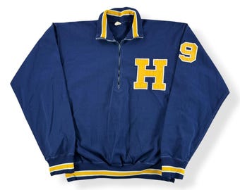 Vintage 60-tals Russell 'H' Quarter Zip-jacka SZ L (Passar M)