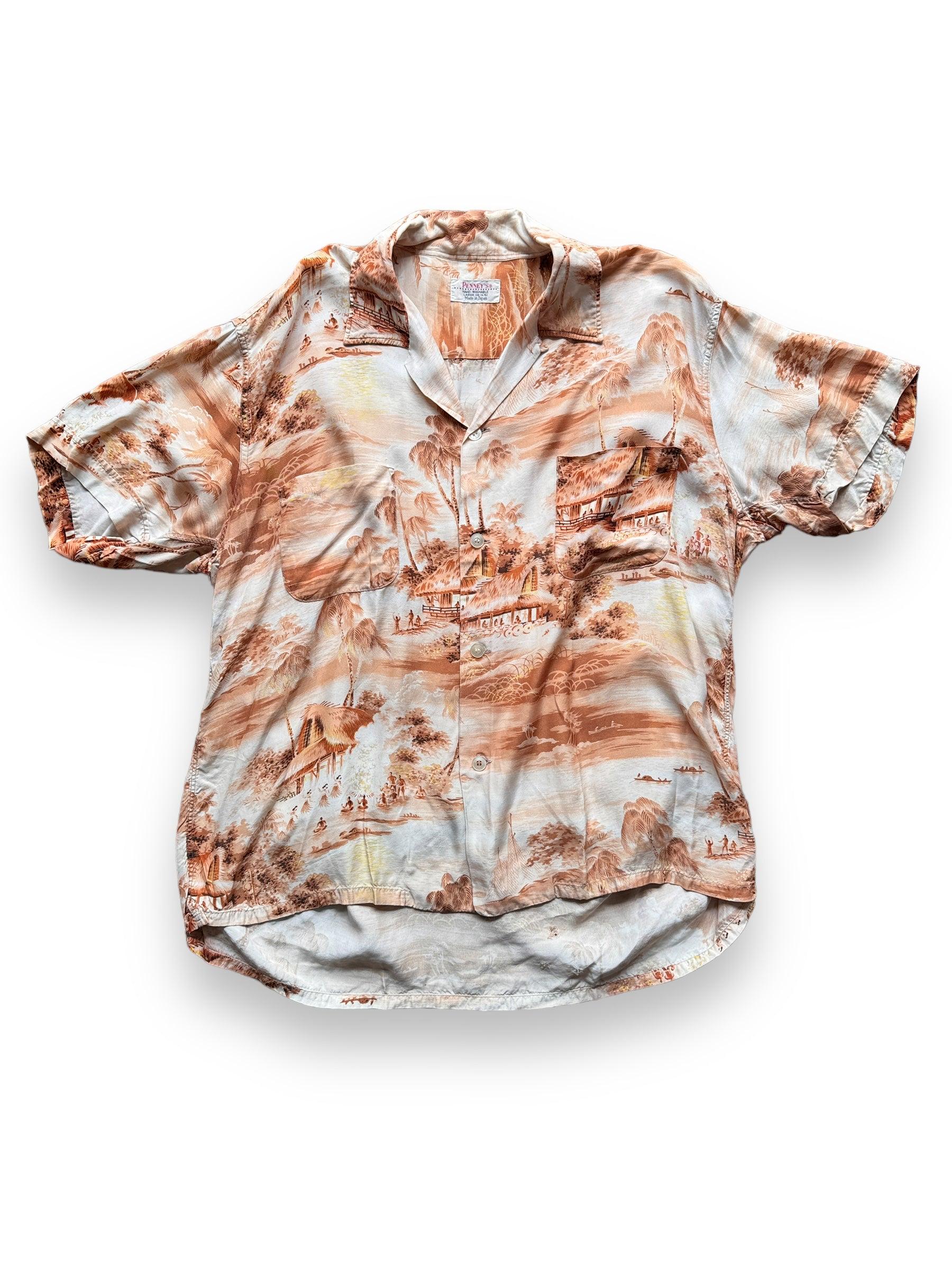 Vintage Made in Japan Orange/brown Palm Tropical Scene Penney's