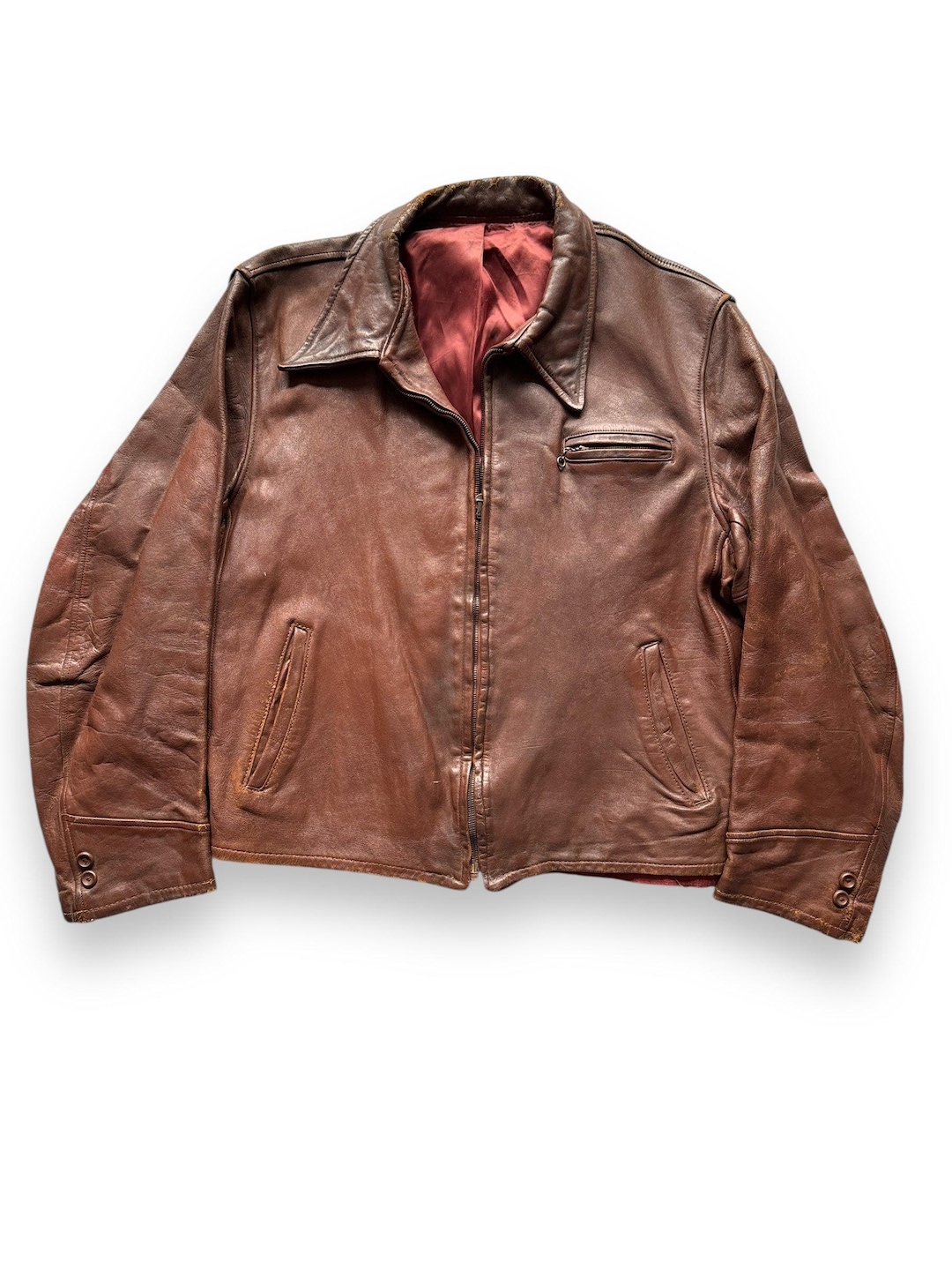 【牛革】Vintage leather  jacket A-2 brown LL Vintage Leather Jacket Size 40 ? Light Brown WW2 ERA Flight