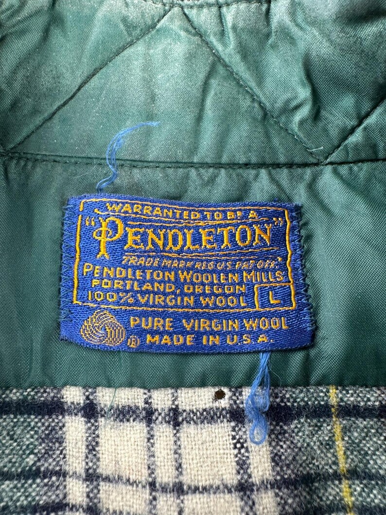 Vintage Grün Und Navy Pendleton Flanell GR.L Bild 3