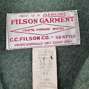 Vintage Filson Forest Green Mackinaw Wool Cruiser Jacket SZ 44 image 4