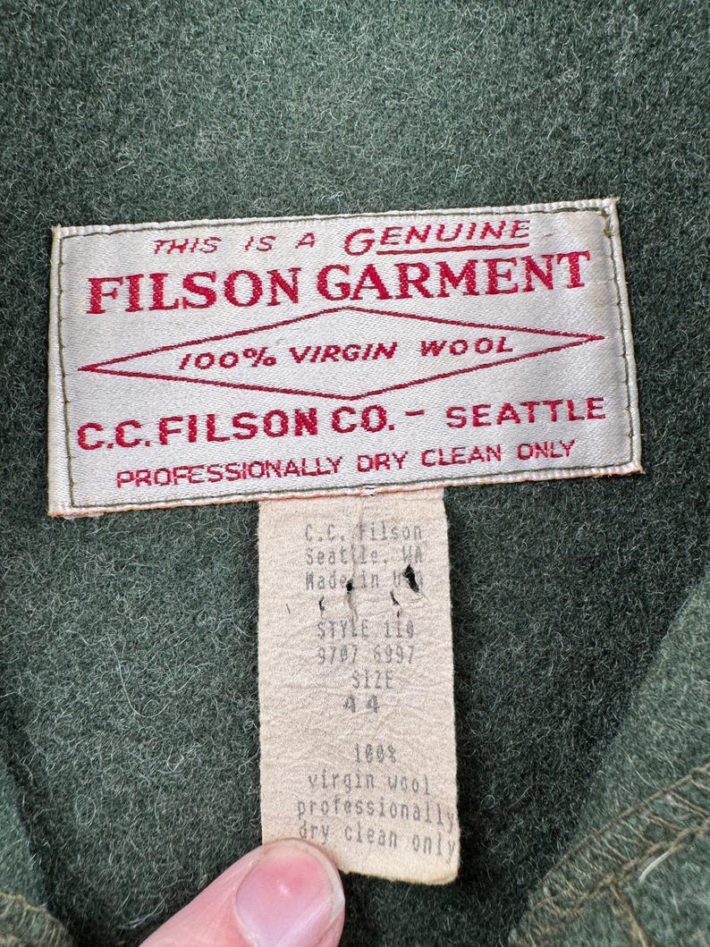 Vintage Filson Forest Green Mackinaw Wool Cruiser Jacket SZ 44 image 4
