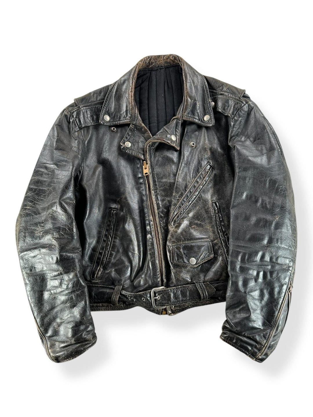 Vintage 60's Era Biker Leather Jacket SZ M - Etsy
