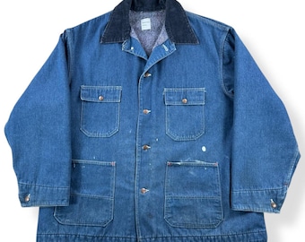 Vintage Sears Tradewear filtfodrad denimkappa i storlek L