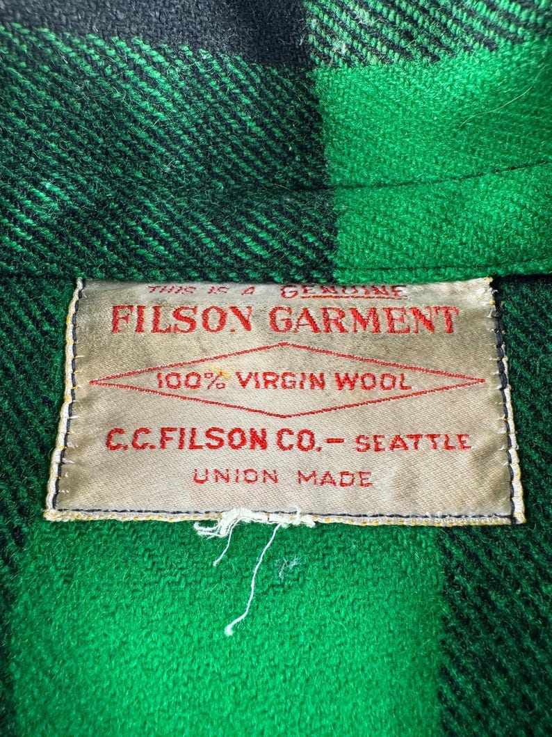 Vintage grön och svart Filson Union Made cruiserjacka SZ XL bild 4