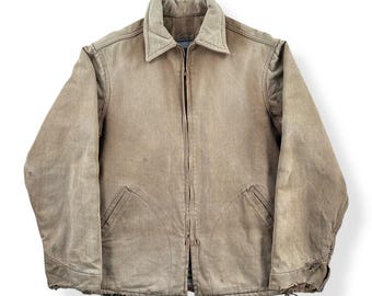 Vintage 1960s Worker Gabardine Rayon Jacket Medium 50s Workwear