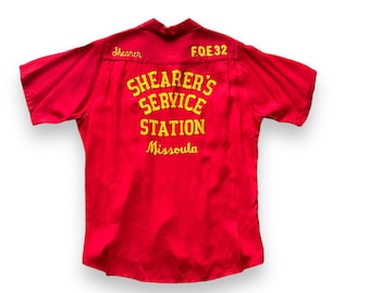 Vintage "Shearer's Service Station" Chainstitched Bowling Shirt SZ M | Vintage Bowling Shirt Seattle | Barn Owl Vintage Seattle