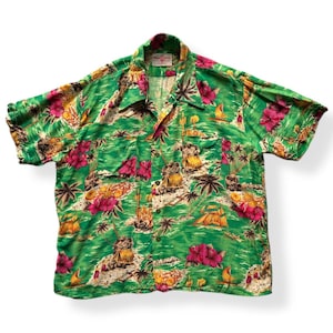 Vintage Hawaiian Holiday Aloha Shirt SZ XL as-is