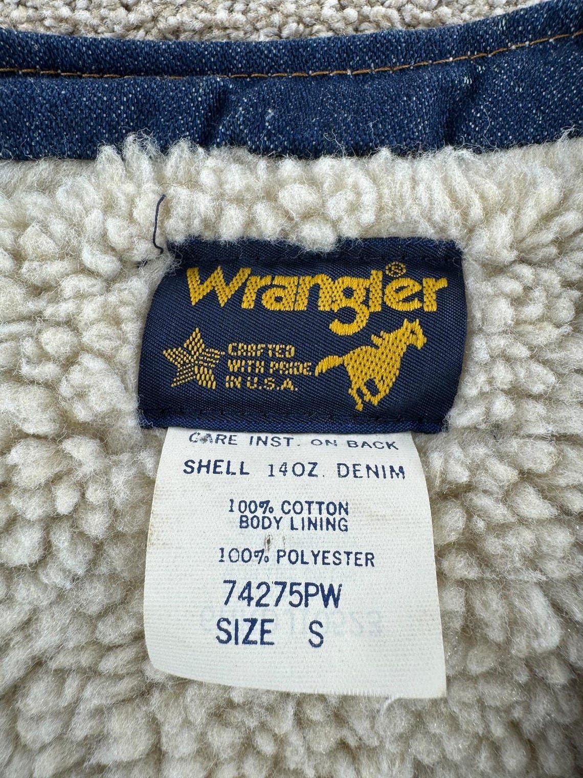 Vintage Wrangler Sherpa Denim Vest SZ S, photo 4 sur 5