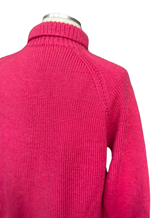 Vintage 1940's Wool Hand Knit Magenta Zip Up Card… - image 6