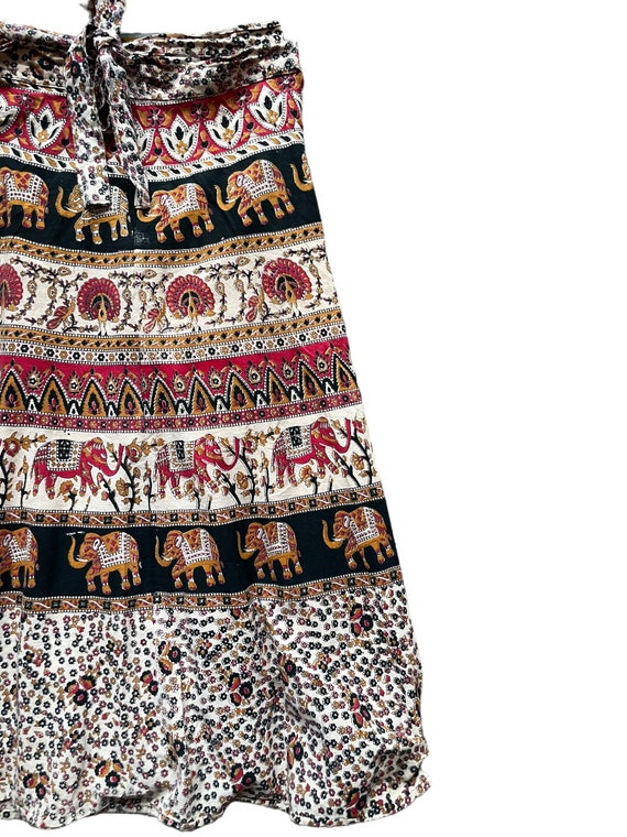 Vintage 1970s Indian Cotton Elephant Wrap Skirt S… - image 3