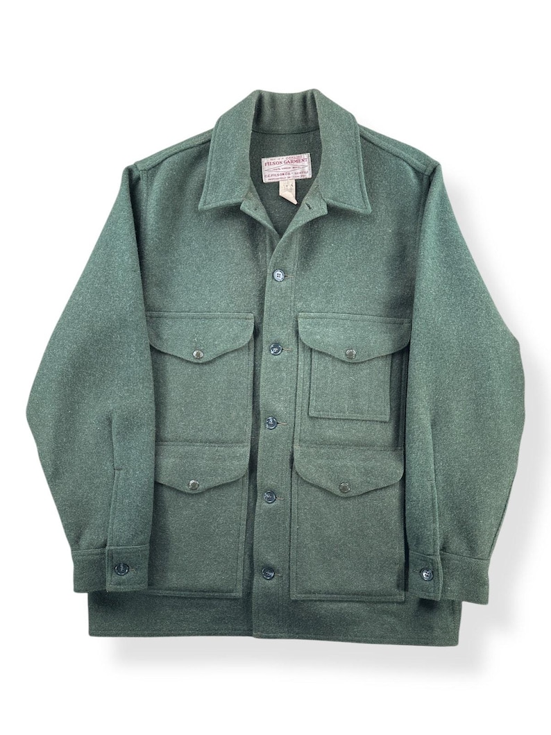 Vintage Filson Forest Green Mackinaw Wool Cruiser Jacket SZ 44 image 1