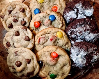 Cookie Variety Pack: Chocolate Chip, Double Chocolate, M&M Party Favors