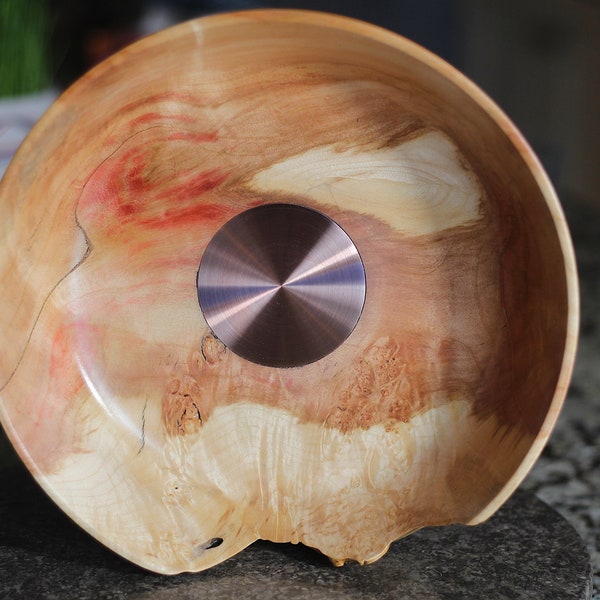 Box Elder Burl Bowl with Copper Metal Inlay