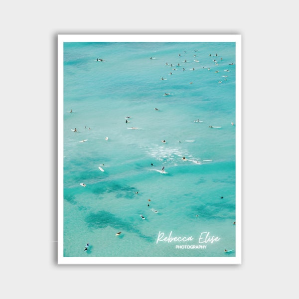 Surfers at Waikiki Beach, Honolulu, Hawaii Photo Print • Wall Art • Travel Photography • Hawaiian • Tropical Beach