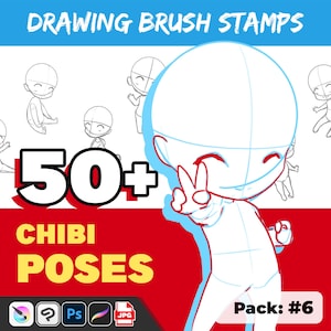Procreate Chibi Poses: Brush Stamps for Manga & Anime (Digital Download)