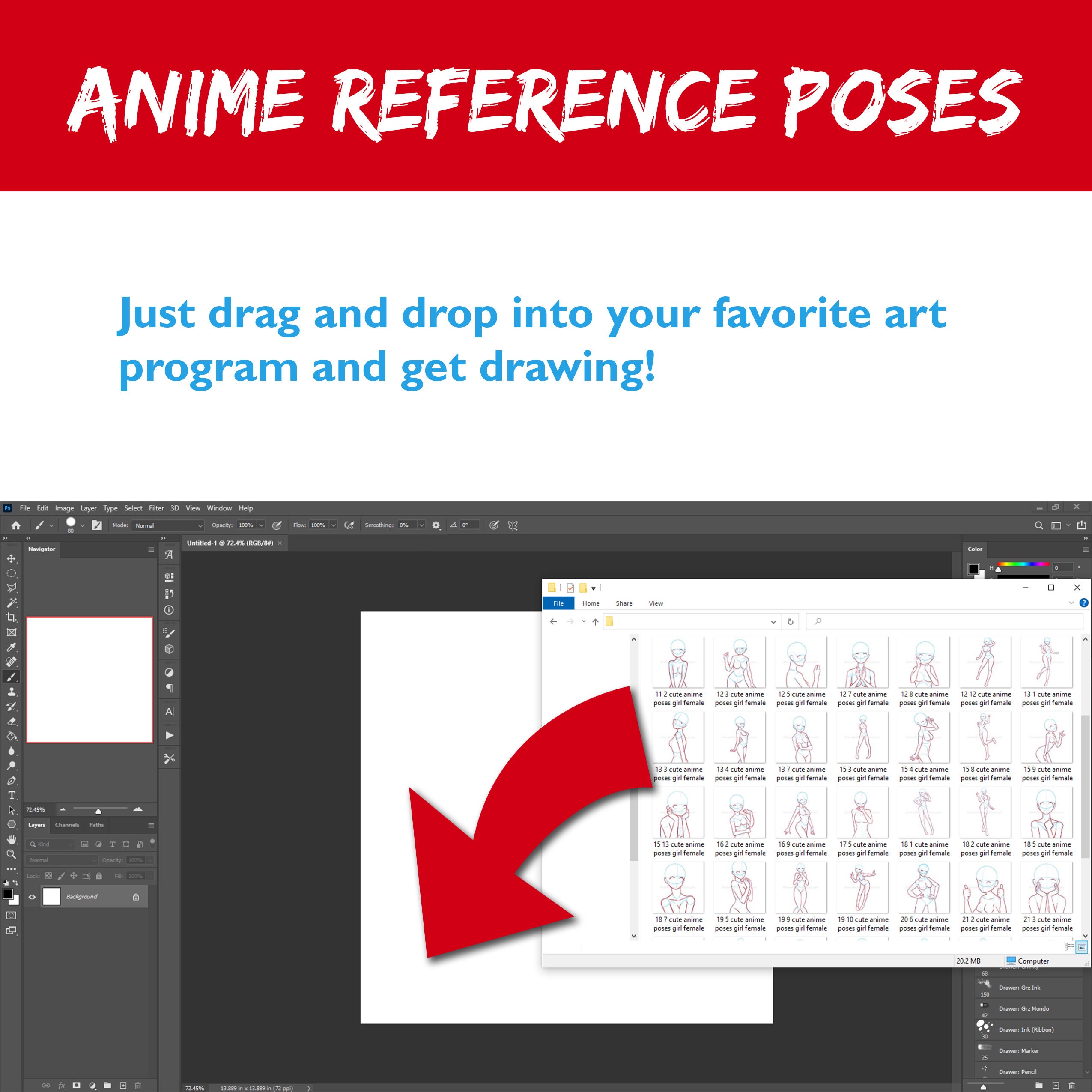 Cute Anime Poses - 50 Drawing Reference Guides - Etsy