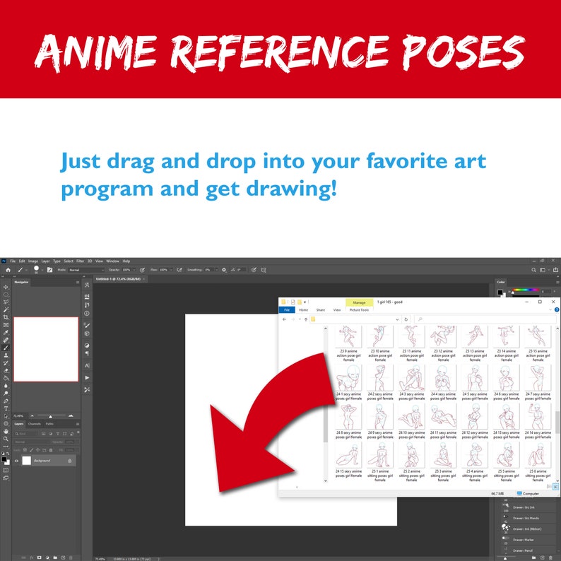 Anime Female/girl Poses 165 Drawing Reference Guides Etsy