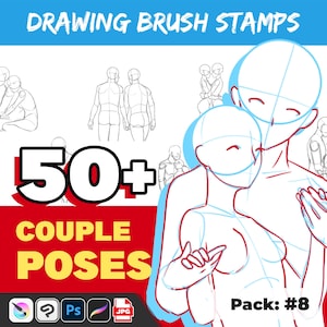 Procreate couple stamp poses | Procreate pose couple | Couple poses | Couple base | Couple pose brushes | Couple pose stamp