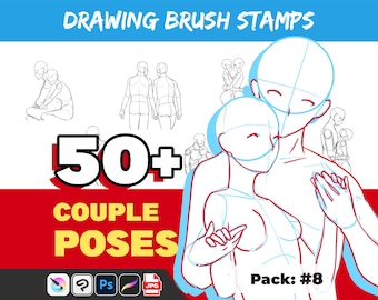 50+ Procreate Couple Pose Brushes: Drawing Reference Stamps (Digital Download)