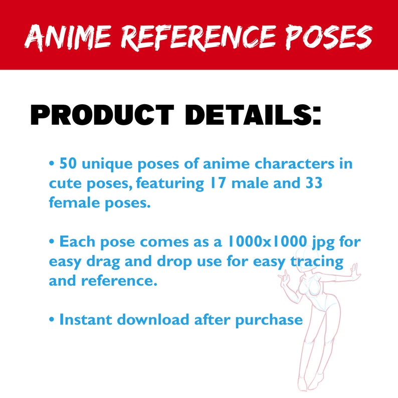 Cute Anime Poses 50 Drawing Reference Guides Etsy Israel