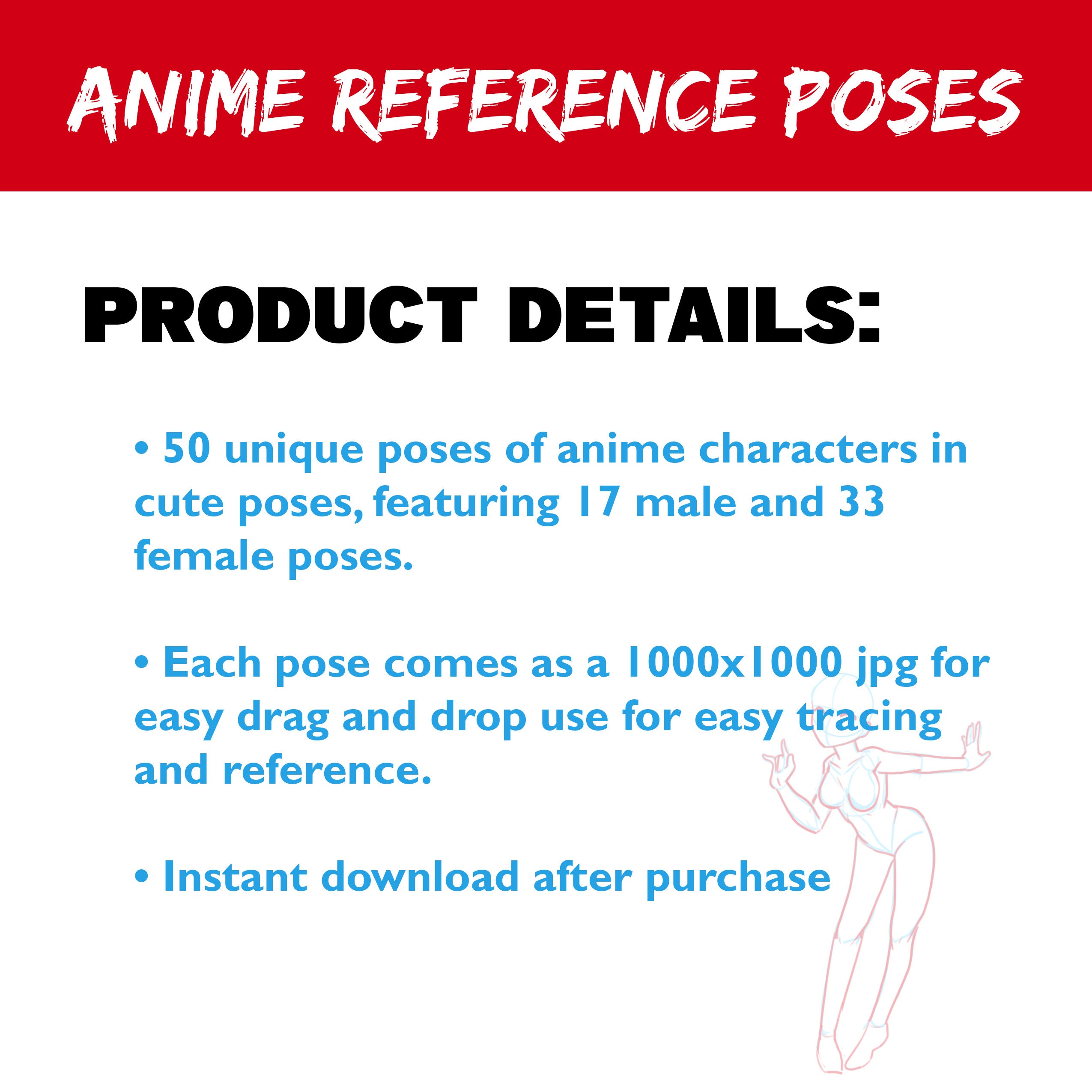 Cute Anime Poses 50 Drawing Reference Guides 