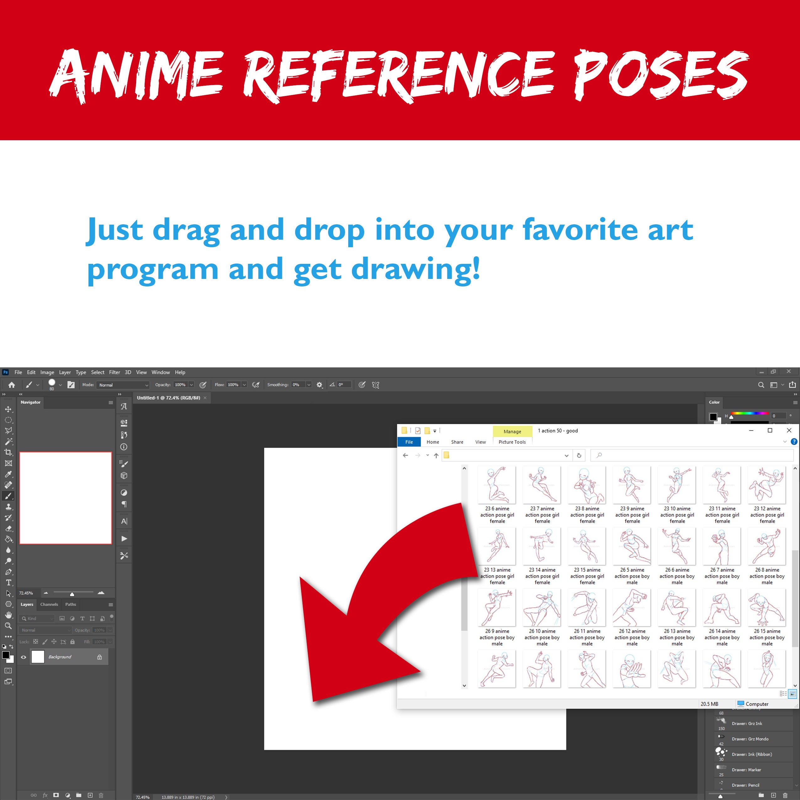 Action Anime Poses 50 Dynamic Drawing Reference Guides 