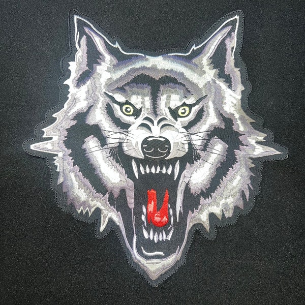 Grey Wolf Embroidered Large Back Patch