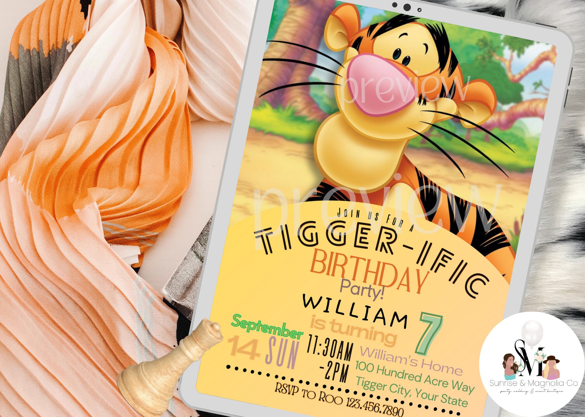 TALIA Custom Tiger Invite Tiger Birthday Party Tiger Thank Etsy