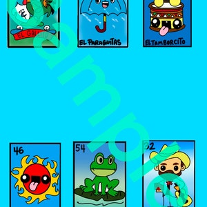 Cartes Loteria animées 54 cartes png