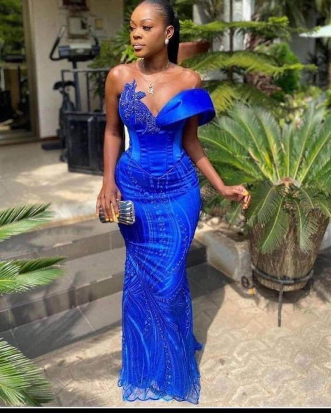 Latest Nigeria & Africa Blue Lace Dress. Mermaid Asoebi Dress/iso Ebo