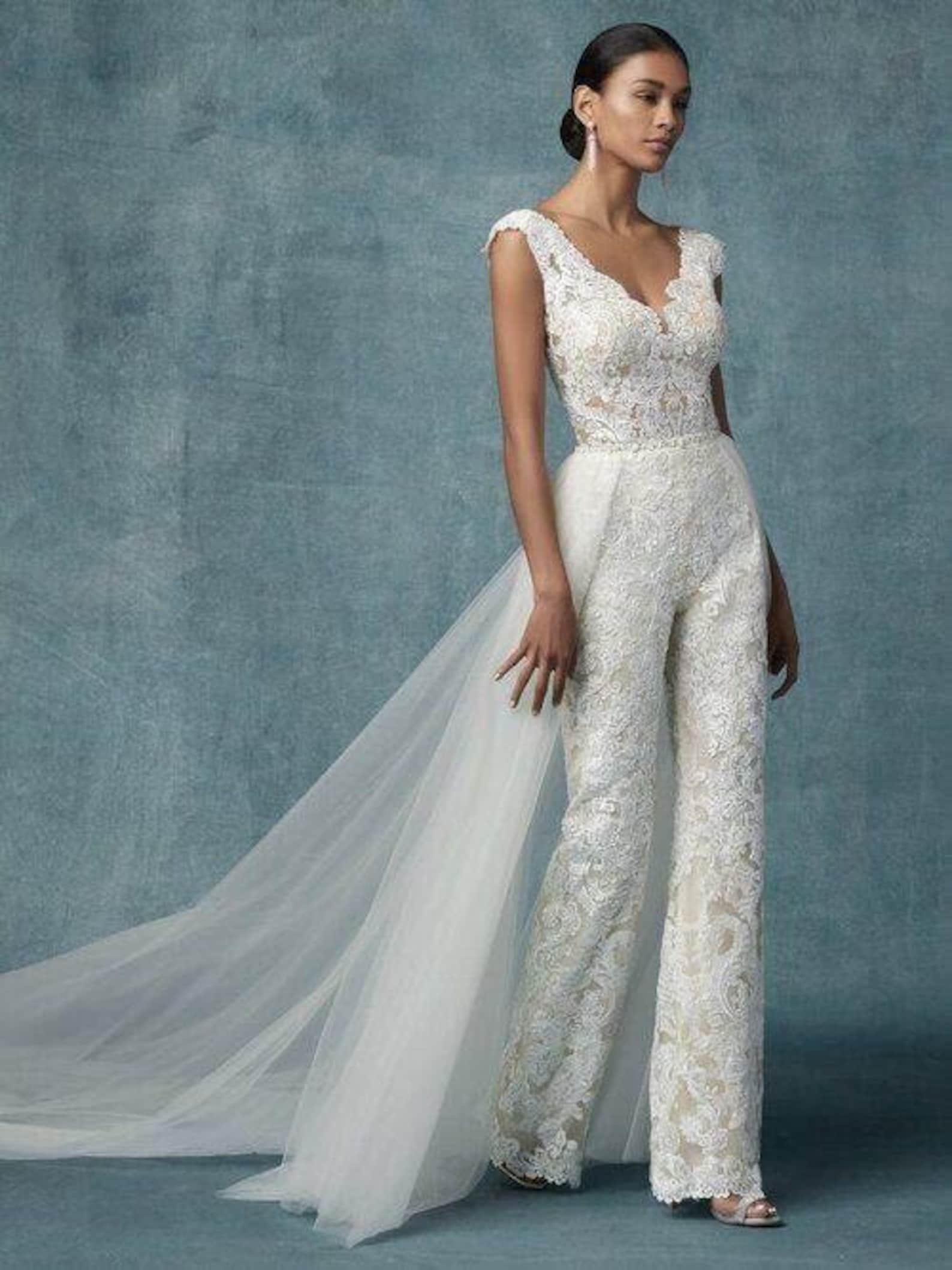 Lace pantsuit hotsell wedding