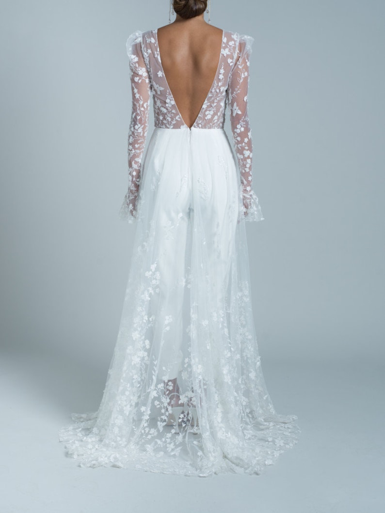 Elegant Lace Jumpsuit Bridal Jumpsuit Bridals Wedding Dress Etsy