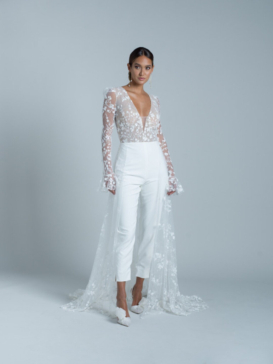 Elegant Lace Jumpsuit, Bridal Jumpsuit, Bridals Wedding Dress Attire ...