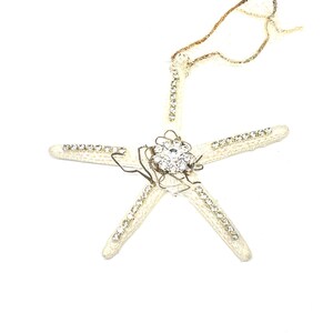 Vintage - Real Starfish Painted and Adorned with Glitter, Seashells, Textiles and Bits of Vintage Jewelry